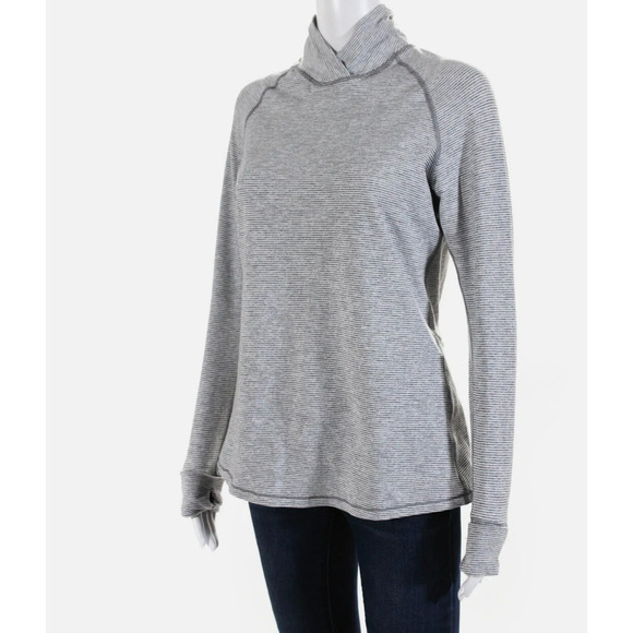 Lululemon Mock Neck Pleat Back Long Sleeve Tee White Grey 6 NWOT - Picture 10 of 14